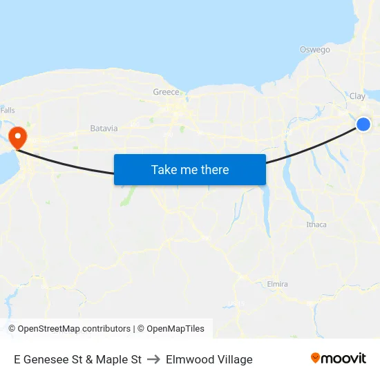 E Genesee St & Maple St to Elmwood Village map