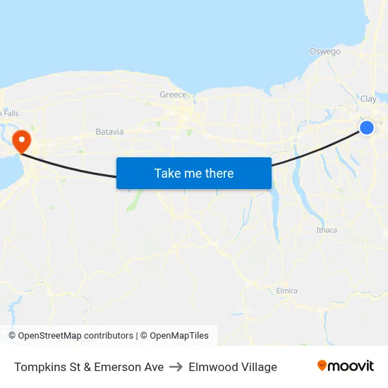 Tompkins St & Emerson Ave to Elmwood Village map