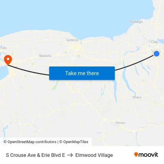 S Crouse Ave & Erie Blvd E to Elmwood Village map