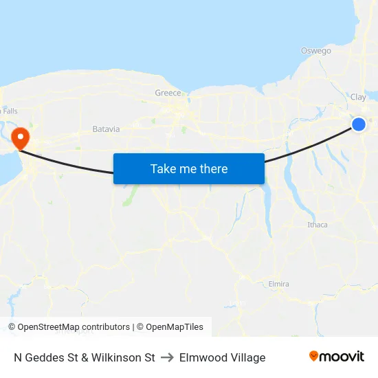 N Geddes St & Wilkinson St to Elmwood Village map