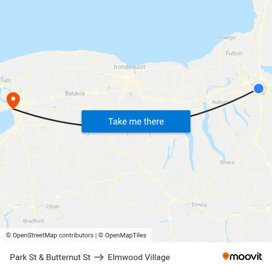 Park St & Butternut St to Elmwood Village map