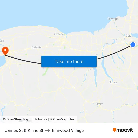 James St & Kinne St to Elmwood Village map