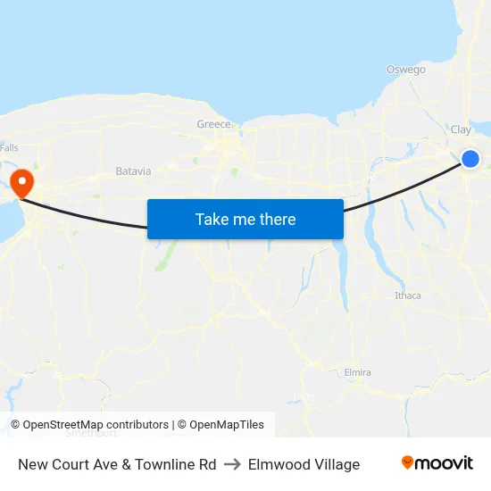 New Court Ave & Townline Rd to Elmwood Village map