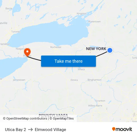 Utica Bay 2 to Elmwood Village map