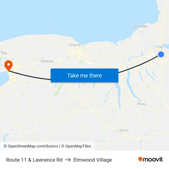 Route 11 & Lawrence Rd to Elmwood Village map
