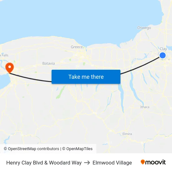 Henry Clay Blvd & Woodard Way to Elmwood Village map