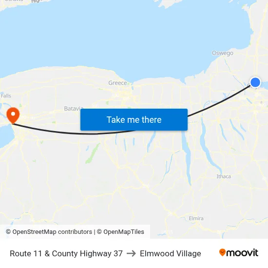 Route 11 & County Highway 37 to Elmwood Village map