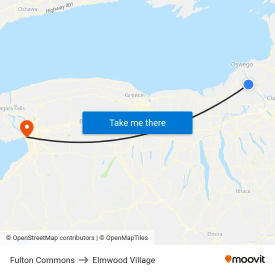 Fulton Commons to Elmwood Village map