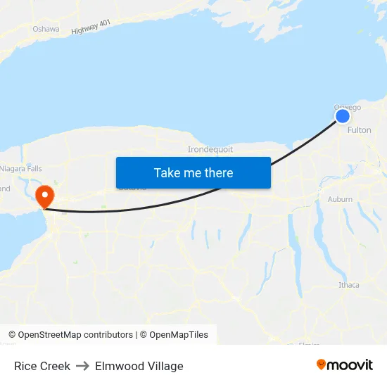 Rice Creek to Elmwood Village map