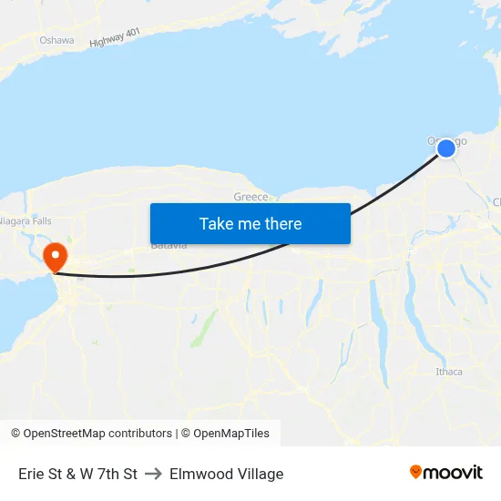 Erie St & W 7th St to Elmwood Village map