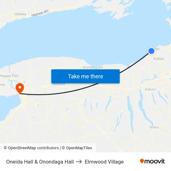 Oneida Hall & Onondaga Hall to Elmwood Village map