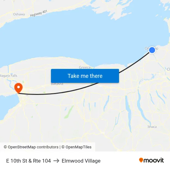 E 10th St & Rte 104 to Elmwood Village map