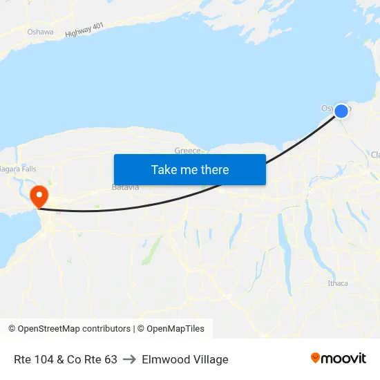 Rte 104 & Co Rte 63 to Elmwood Village map