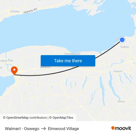 Walmart - Oswego to Elmwood Village map