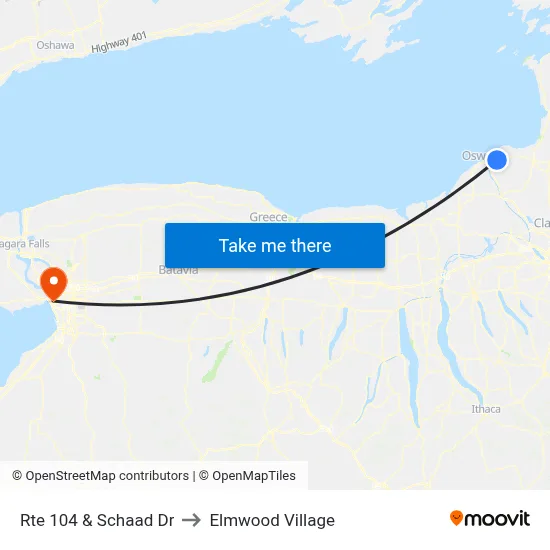 Rte 104 & Schaad Dr to Elmwood Village map