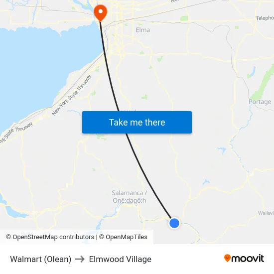 Walmart (Olean) to Elmwood Village map