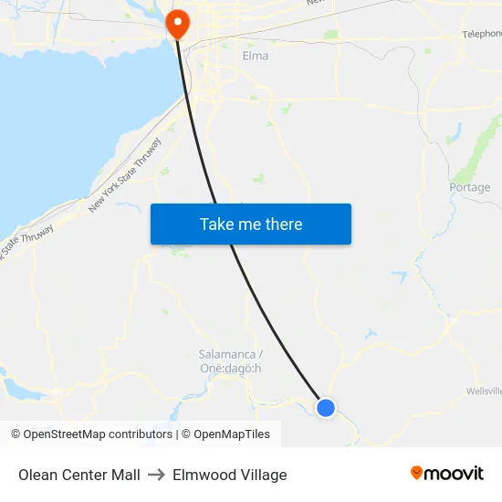 Olean Center Mall to Elmwood Village map