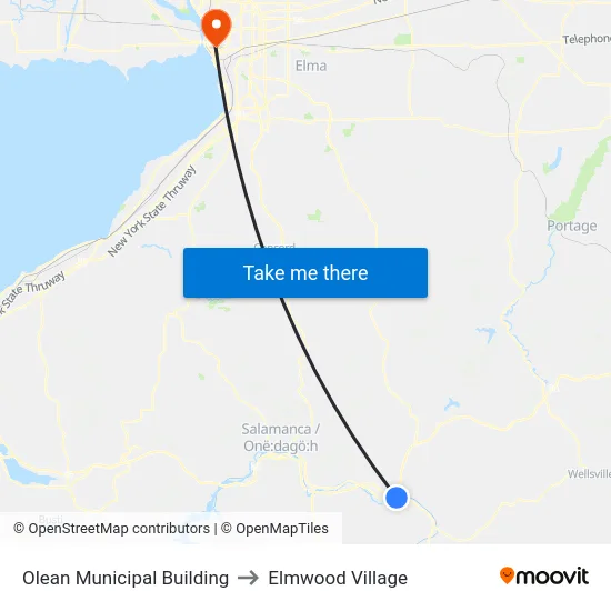 Olean Municipal Building to Elmwood Village map