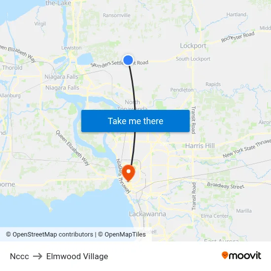 Nccc to Elmwood Village map