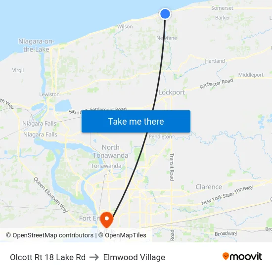 Olcott Rt 18 Lake Rd to Elmwood Village map