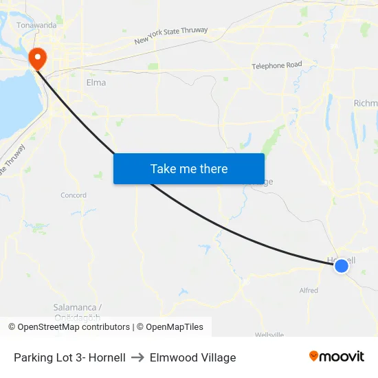 Parking Lot 3- Hornell to Elmwood Village map