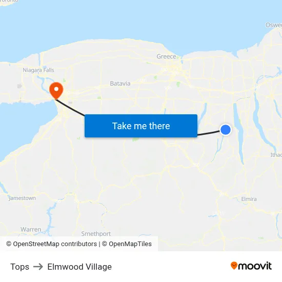 Tops to Elmwood Village map