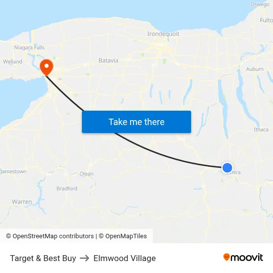 Target & Best Buy to Elmwood Village map