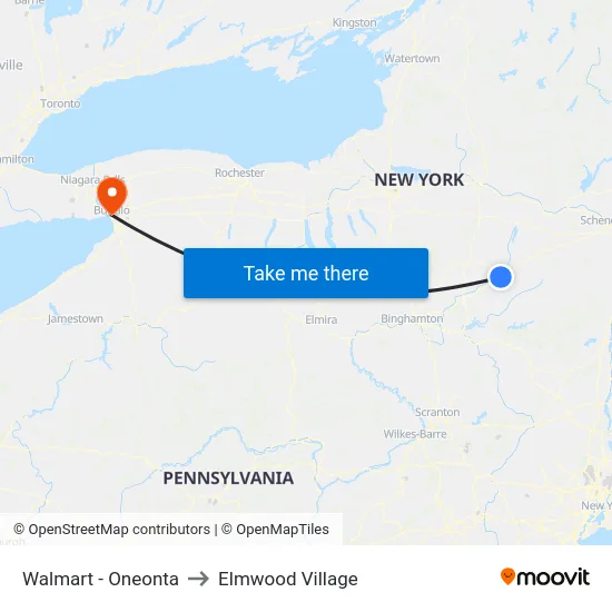 Walmart - Oneonta to Elmwood Village map