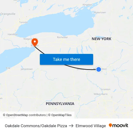 Oakdale Commons/Oakdale Pizza to Elmwood Village map