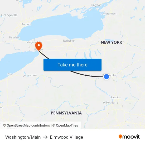 Washington/Main to Elmwood Village map