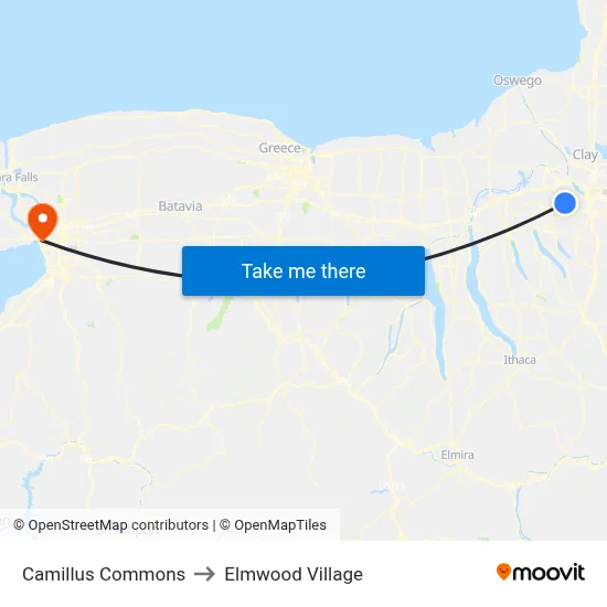 Camillus Commons to Elmwood Village map