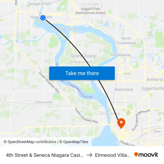 4th Street & Seneca Niagara Casino to Elmwood Village map