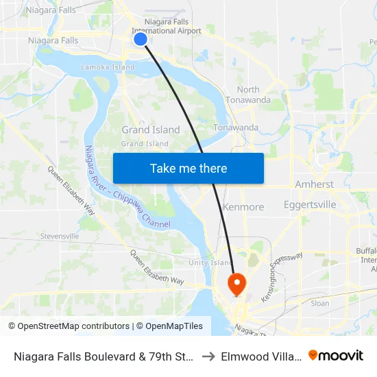 Niagara Falls Boulevard & 79th Street to Elmwood Village map