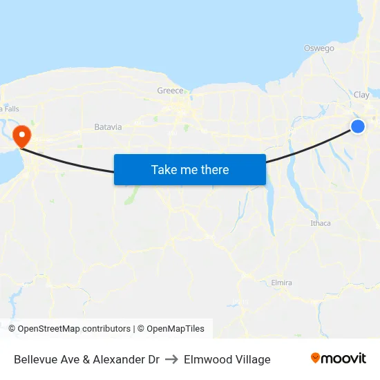 Bellevue Ave & Alexander Dr to Elmwood Village map