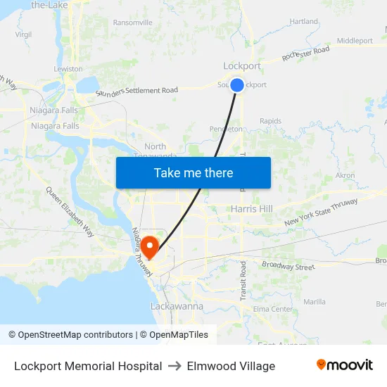 Lockport Memorial Hospital to Elmwood Village map