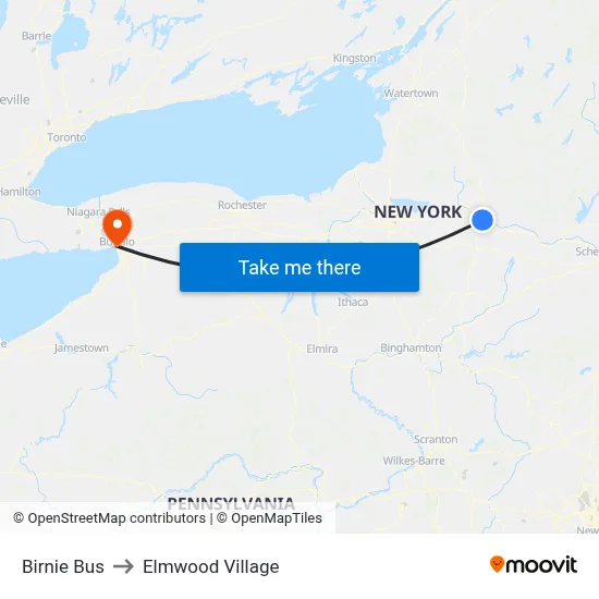 Birnie Bus to Elmwood Village map