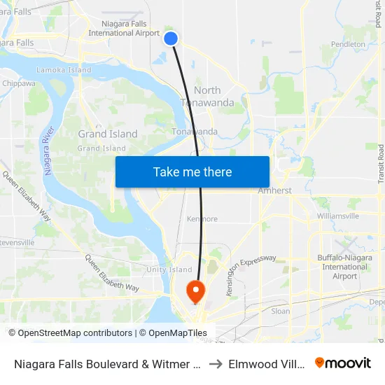 Niagara Falls Boulevard & Witmer Road to Elmwood Village map