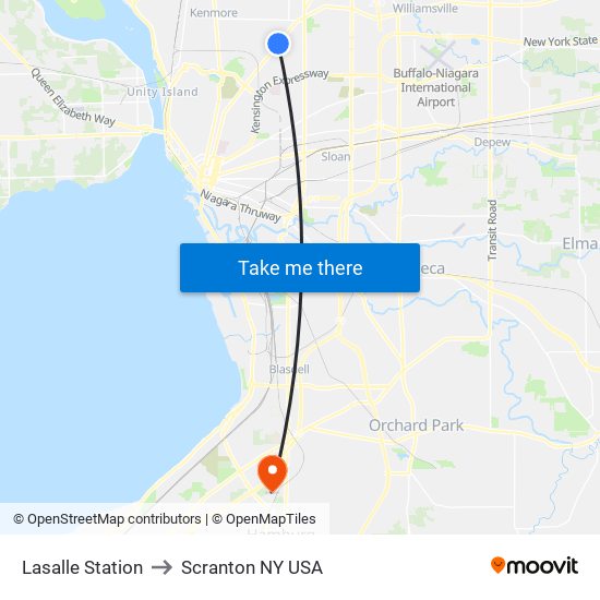 Lasalle Station to Scranton NY USA map