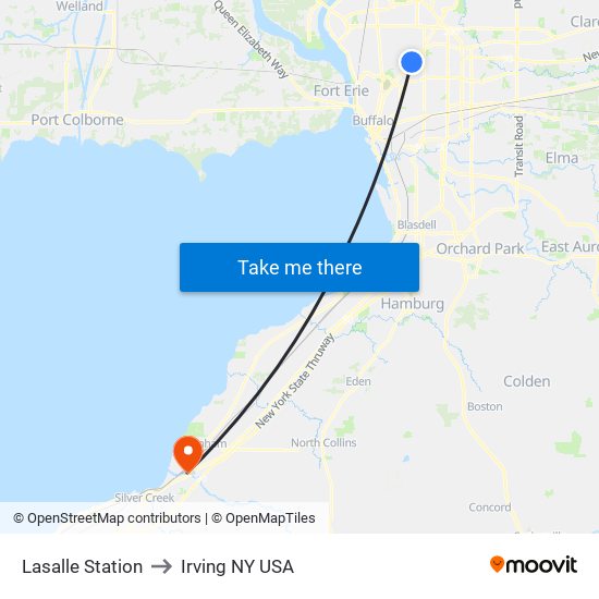 Lasalle Station to Irving NY USA map