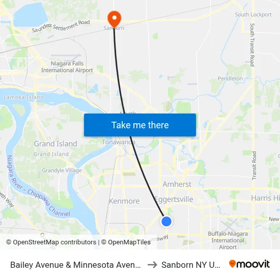 Bailey Avenue & Minnesota Avenue to Sanborn NY USA map