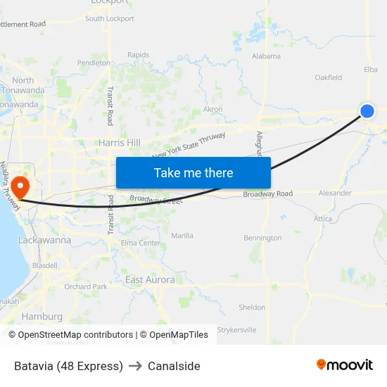 Batavia (48 Express) to Canalside map