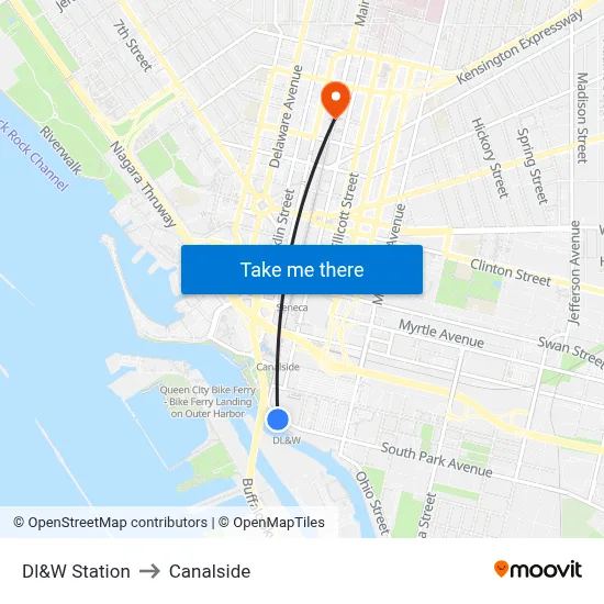 Dl&W Station to Canalside map