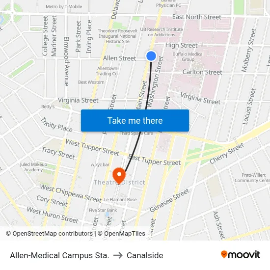 Allen-Medical Campus Sta. to Canalside map