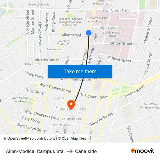 Allen-Medical Campus Sta. to Canalside map