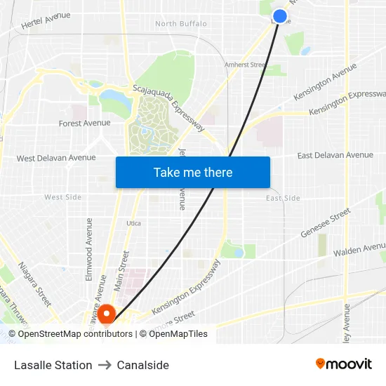 Lasalle Station to Canalside map