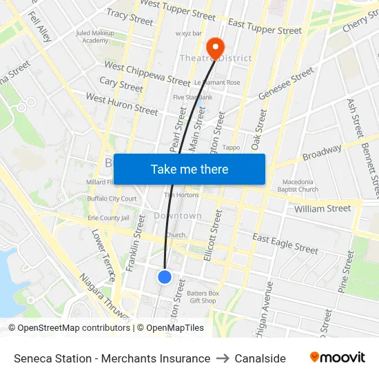 Seneca Station - Merchants Insurance to Canalside map