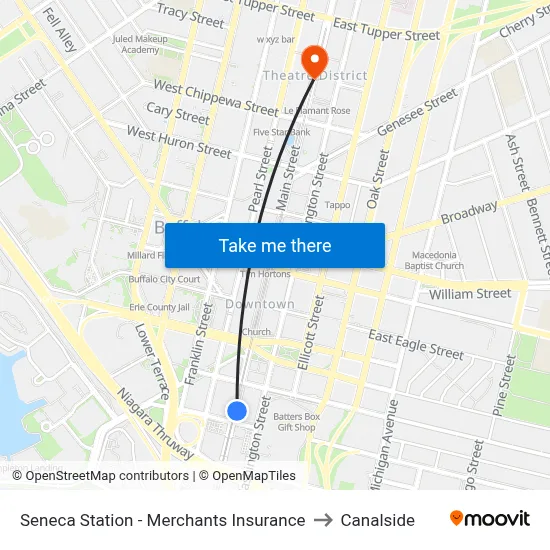 Seneca Station - Merchants Insurance to Canalside map