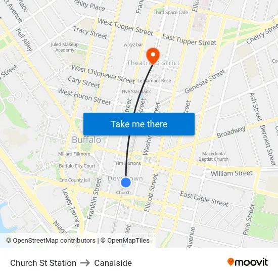 Church St Station to Canalside map