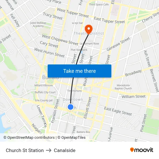 Church St Station to Canalside map