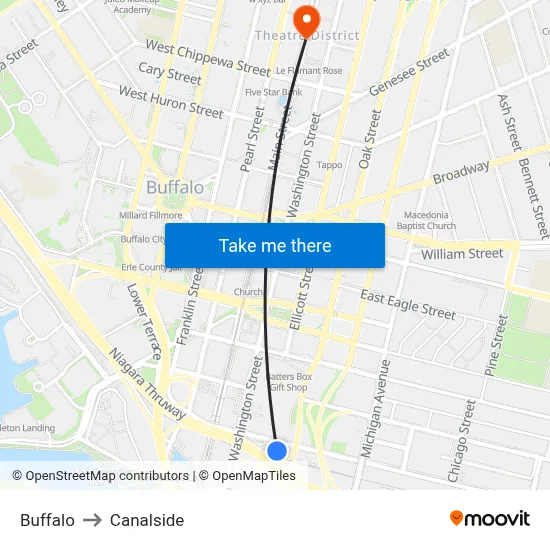 Buffalo to Canalside map